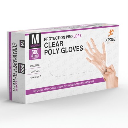 XPOSE SAFETY Medium Disposable Food Prep Poly Gloves PGL500-M-X